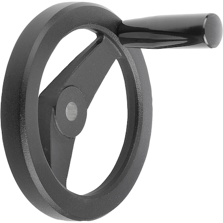 Kipp 2-Spoke Handwheel D1=125 Reamed Hole D2=12H7, Aluminum, Black Powder, Comp:Thermoset, Fixed Grip K0162.21125X12